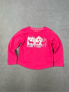 Carhartt Girls' Bright Pink Long Sleeve Graphic Tee